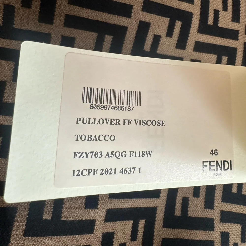 Fendi FF Motif Monogram Jacquard Long Sleeve Sweater in Brown - Picture 8 of 10